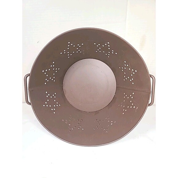 New VTG Style Large Brown Colander Strainer Stars Handles Primitive Farmhouse - Picture 5 of 8